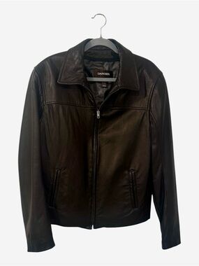 Danier Black Italian Leather Bomber Jacket